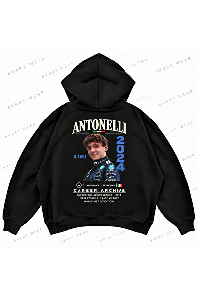 SVART WEAR هودي كيمي أنتونيeli F1 كبير الحجم مطبوع من الأمام والخلف