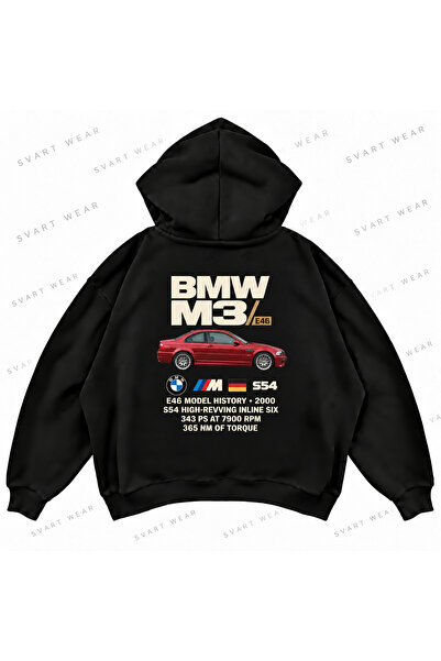 SVART WEAR Φούτερ με κουκούλα BMW M3 E46 με γραφικό τυπωμένο σχέδιο, oversize...