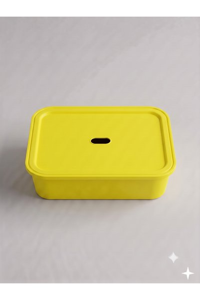 decosense Yellow Lid Medium Size 9 Liters 40X30X10 cm Polypropylene Plastic Organizer - Toy Box and Storage Basket