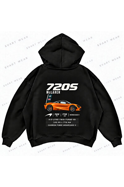 SVART WEAR Овърсайз суитшърт с качулка McLaren 720S с графичен принт и свобод...