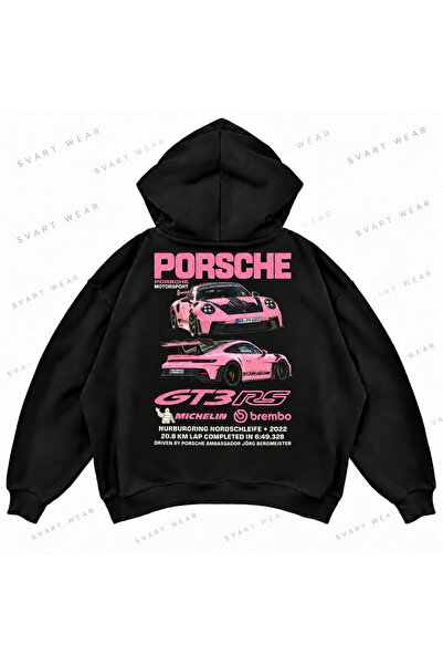 SVART WEAR Овърсайз суитшърт с качулка, с принт, тип  "бокси ", Porsche 911 G...