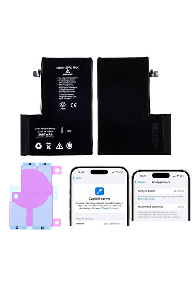 REPART Baterie pentru iPhone 12 Pro Max FĂRĂ COMUNICARE BMS crăpat 4323 mAh +...