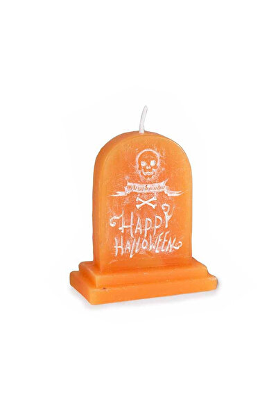Decorer Lumânare de Halloween, ceară portocalie și albă, 6 x 3.5 x 7.5 cm înă...