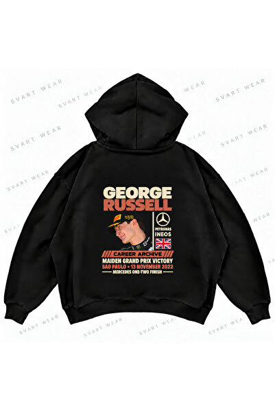 SVART WEAR Φούτερ με κουκούλα George Russell F1 με γραφικό σχέδιο και στάμπα,...