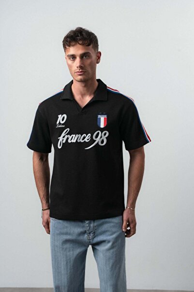 Respire Tricou Polo Bărbați, Tricou Supradimensionat Retro Streetwear cu Brod...