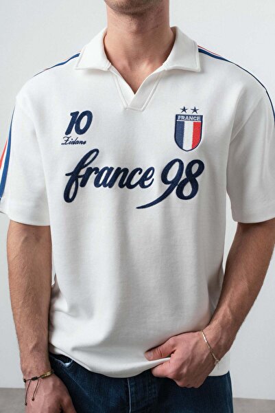 Respire Tricou Polo Bărbați, Tricou Supradimensionat Retro Streetwear cu Brod...