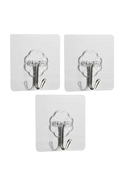 OEM Silver Flower Pattern Car Hooks 6x6cm - 3pcs