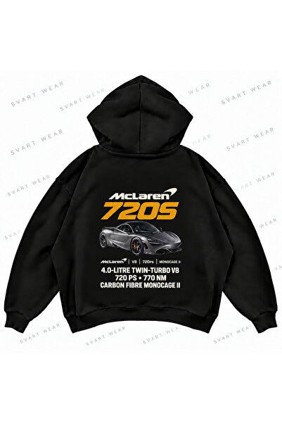 SVART WEAR Овърсайз суитшърт с качулка McLaren 720S с графичен принт и свобод...