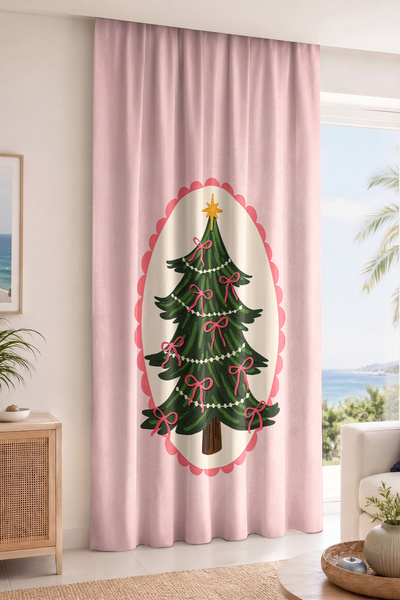 Realhomes Christmas Pine Tree and Bow Pattern Digital Printed Single Wing Bac...