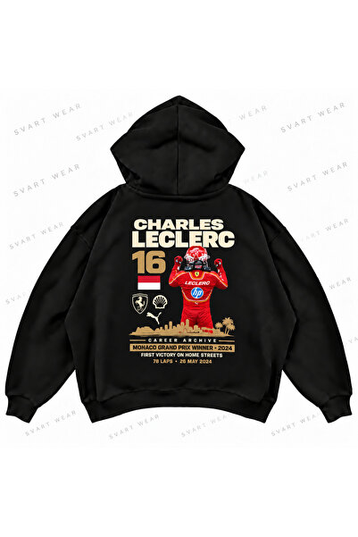 SVART WEAR Φούτερ με κουκούλα Charles Leclerc F1 με στάμπα, σε oversized boxy...
