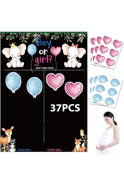 AZONEE Gender Reveal Voting Game, 54pcs Girl Or Boy Voting Stickers For Gende...