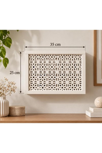 SILAYN Wall Mountable Decorative Modem-Wifi and Insurance Storage Box 25X35 cm Depth 11 cm