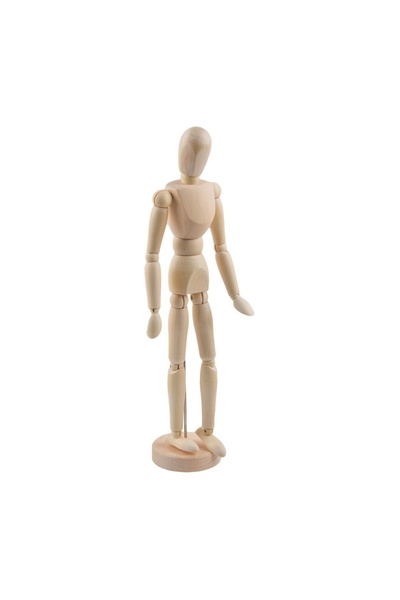 OEM Manechin Articulat din Lemn 30cm cu Suport Rotund, Bază 6,5cm