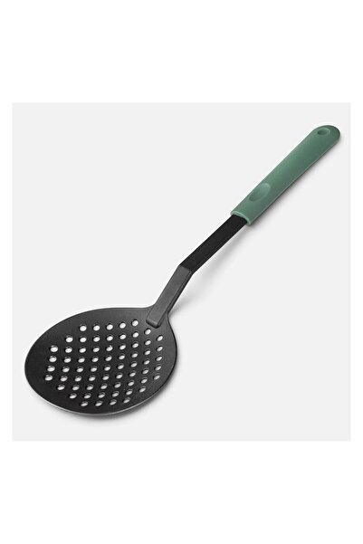 OEM Lingură Perforată din Plastic Antracit cu Mâner Verde 33 cm, pentru Gătit...