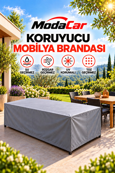 ModaCar Gri Su Geçirmez Bahçe Mobilya Koruma Örtüsü Branda 160x100x80 Cm Dış ...