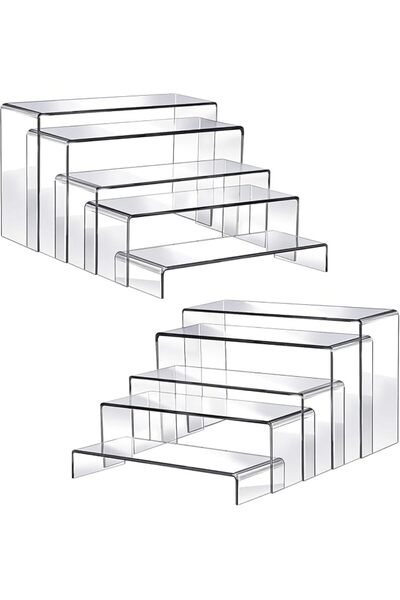 ALMEKAQUZ 10 Pcs 2 Set Display Risers, Clear Display Stands, Acrylic Shelves ...