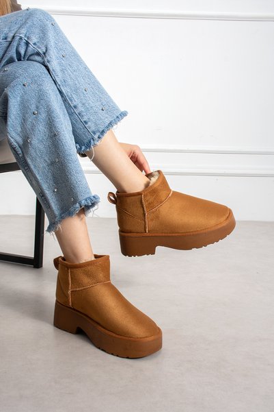 starmarj Women's Fur-Lined Thick Sole Heeled Short Winter Boots - Warm and St...