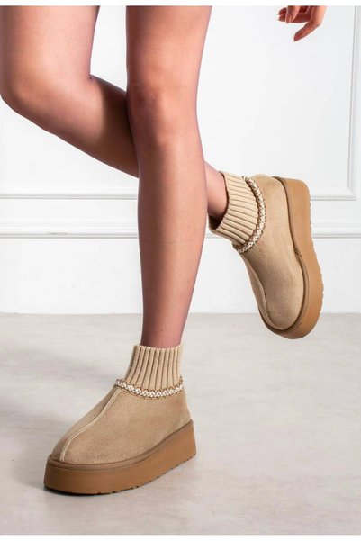 starmarj Women's Winter Boots Mini Suede Fur Lined Knitwear Ankle High Thick ...
