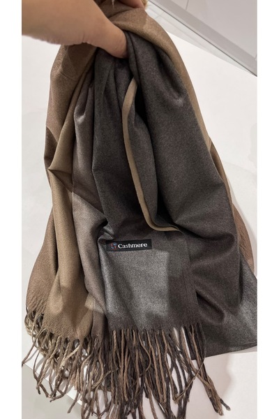 EB SCARF Κασμιρένιο μάλλινο σάλι και κασκόλ ώμου διπλής όψης με ντεγκραντέ χρ...