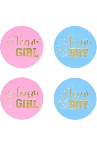 EXCEFORE Gender Reveal Stickers, 72 Pcs Baby Sticker Labels with Gold Glitter...