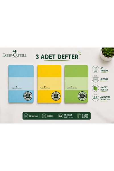 Faber Castell 3 komada A5 male faber sveske, 60 listova, linijirane, PP omot