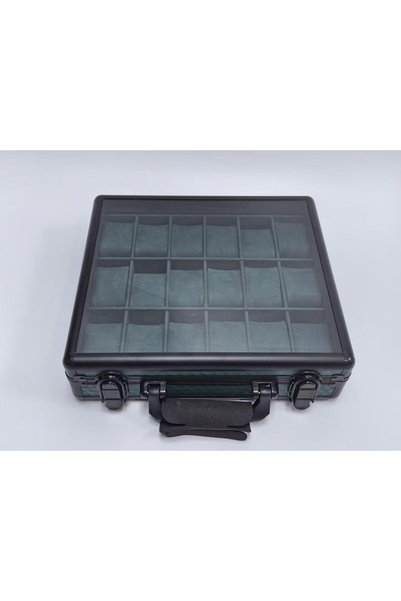 NoSignal Premium Metal 18 Compartment Watch Carrying Case with Transparent Lid