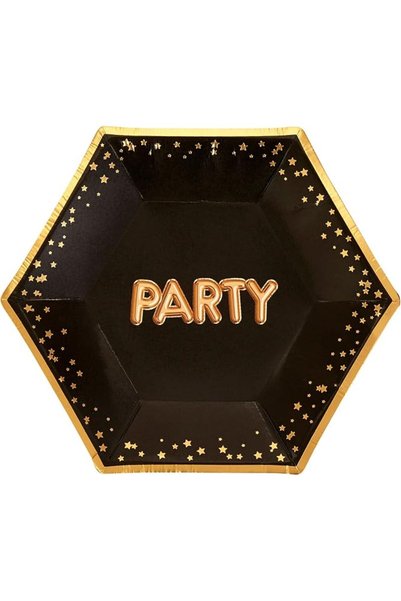 Neviti Glitz & Glamour Black & Gold Plate - Medium - Party