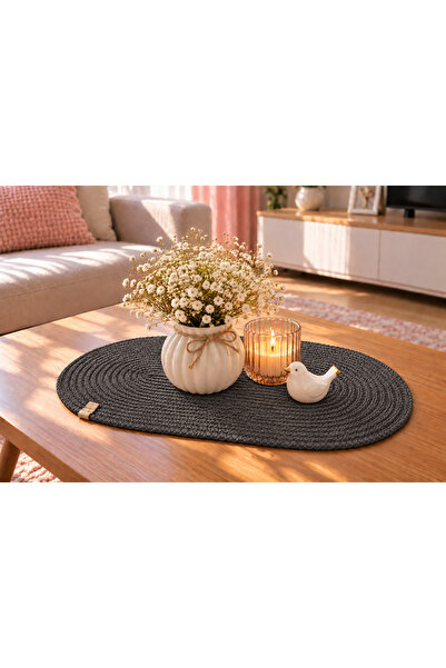 ÖRGÜM Knitted Runner 50X30 cm Cotton Polyester Handmade Decorative Coffee Tab...