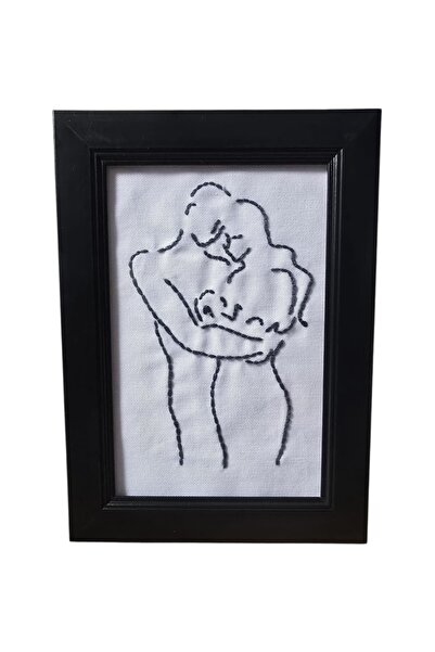 suflet si casa decor Embroidered Picture Family with Baby – Handmade – Decora...