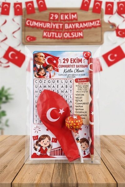 Fatih Hediyelik Kelime Avı Oyunu, Bayrak Baskılı Kurşun Kalem ve Ay Yıldız Baskılı Balon ve Top Şeker 29 Ekim Cumhuriyet Bayramına Özel