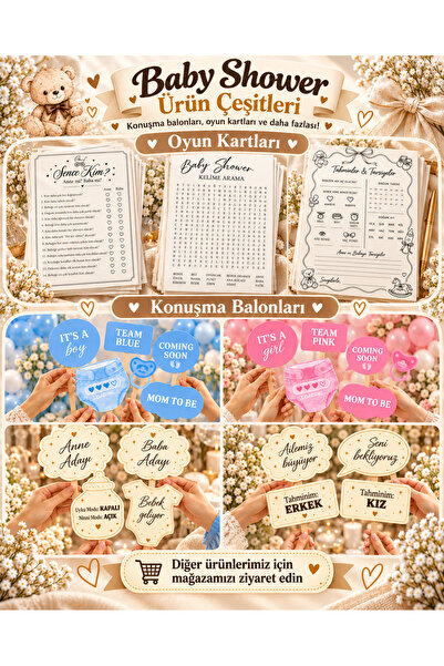 Funzee Baby Shower Speech Balloons Set of 6 |   Gender Party Baby Boy Photo Shoot Accessory Handheld Banner