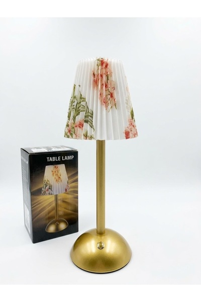 Mutluanlar Hediyelik Floral Patterned Pleated Three-Function Led Table and Ni...
