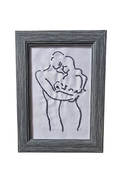 suflet si casa decor Embroidered Picture Family with Baby – Handmade – Decora...
