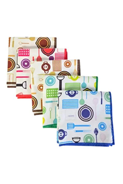 Generic Brand Set of 5 Kitchen Towels 30x30 cm 200g Multicolored