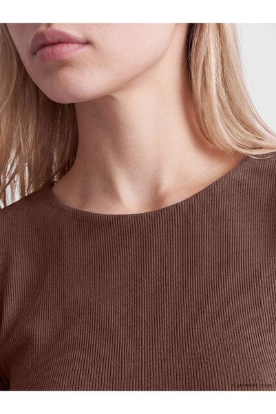 LC Waikiki Brown Spanish Sleeve Women's Ribbed Bodysuit