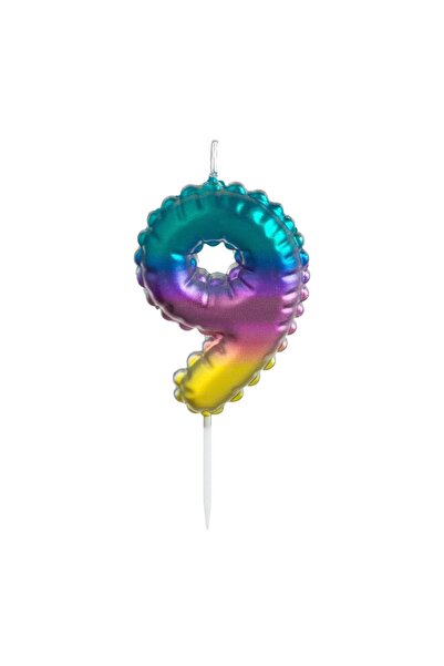 OEM Lumânare Tort Colorată Ombre Metalizata Nr. 9 – Decor Elegant pentru Tort...