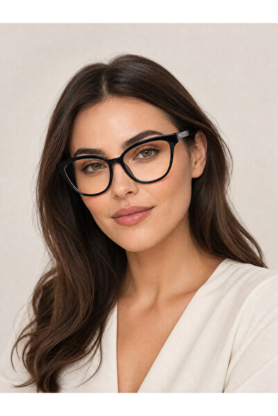 MİSE إطار أسود اللون للقطط، نظارات واقية من الضوء الأزرق الشفاف بدون رقم للها...