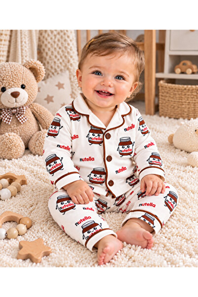 Movamirbaby Nutella Patterned 100% Cotton Girls' and Boys' Long Sleeve Pajama...