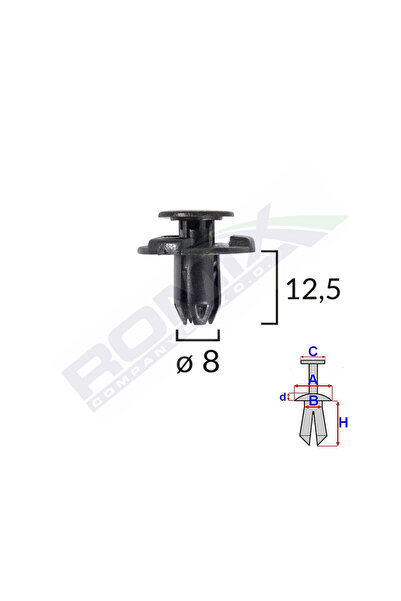 ROMİX Clips fixare elemente exterior pentru Nissan, Subaru C70167, 8 x 12.5 m...