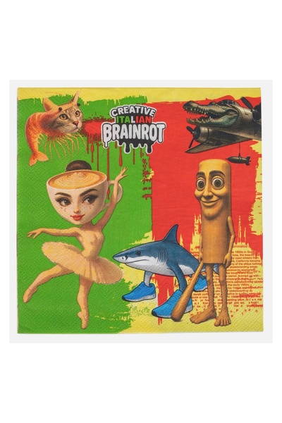 OEM Șervețele de Petrecere 2 Straturi Brainrot 33x33 cm – 12 buc. – Masă Fest...
