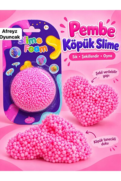 afreyz oyuncak Pembe Köpük Slime – Şekil Verilebilir Boncuklu Oyun Hamuru 3+ Yaş
