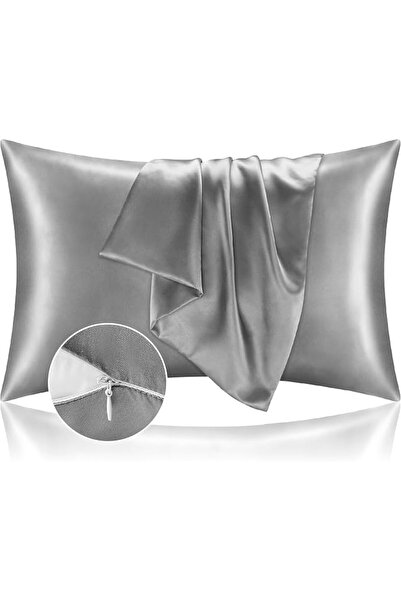 BEDELITE Satin Pillowcase with Zipper 2 Pack, White Pillow Cases Standard Siz...