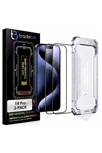 Tradebit 2x Sticlă de protecție 9H pentru iPhone 14 Pro, cu aplicator, instal...