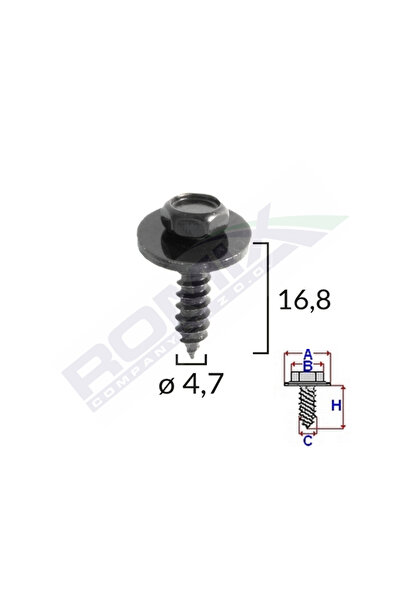 ROMİX Set 10 suruburi fixare 40526Z, universal, 4.7 x 16.8 mm, negru