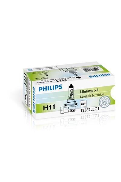 Philips Bec far faza lungă LongLife EcoVision 12362LLECOC1, H11, 12V, 55W, PG...
