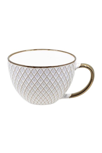OEM Ceașcă Ceramică Bej Bronz Model Romburi 310 ml, pentru Cafea și Băuturi