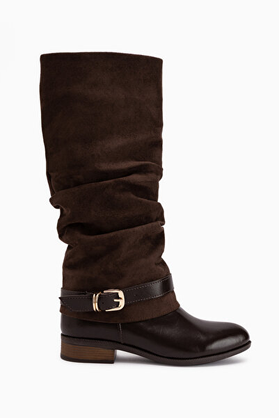 Limoya Raine Brown Suede Bellows Buckle Women's Boots