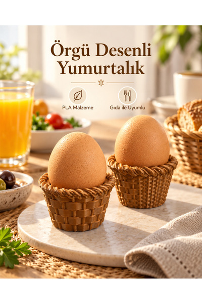 ZYNDO Decorative Knitted Egg Cup and Breakfast Serving Tray (Set of 2)