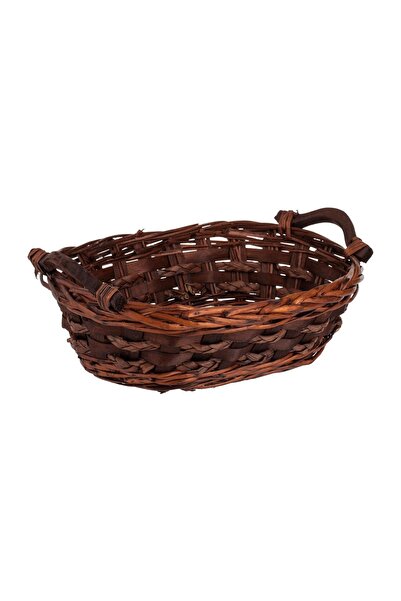 OEM Coș Decorativ de Bambus Oval de Culoare Inchisa 41x31x12cm, pentru Pâine ...