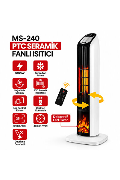 KÜÇÜK HAZİNE PTC Seramik Fanlı Elektrikli Isıtıcı Kumandalı